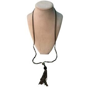 Multi Tone Tassel Faceted Beaded Gemstone Layered Necklace